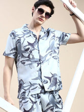 Men Grey Printed Casual Co ord Set-MARSHALL-1858-Grey