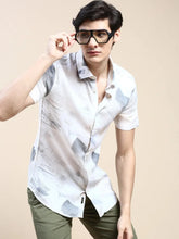 Men Cream Graphics Casual Shirt-GEORGE-1639-Cream