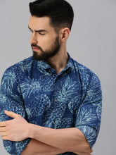Men Blue Printed Casual Shirt-GOLDENPRINT-1226-Blue