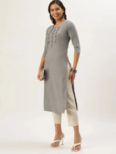Women's Grey Solid Straight Kurta-SKC-3127-Grey