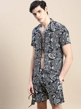 Men Black Printed Casual Co ord Set-AM-90-06-Black
