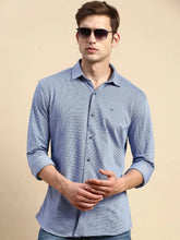 Men Navy Geometrical Casual Shirt-LUCASKNITS-4595-Navyblue