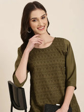 Women Olive Textured Kurta SetKC-1215-Olive