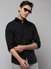 Men Black Printed Casual Shirt-TVSPRINT-4851-Black