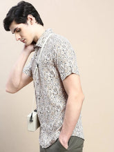 Men Cream Printed Casual Shirt-GEORGE-1625-Cream