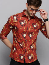 Men Rust Printed Casual Shirt-BESTCOLOURPRINT-4121-Rust