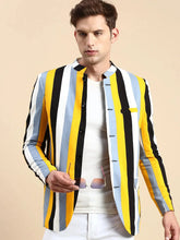 Men Multi Striped Party Blazer-SOBLZ-79-3-Multi