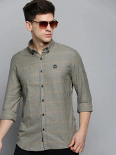 Men Beige Checked Casual Shirt-AARONCHECKS-4344-Cream