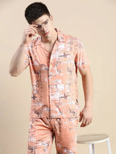 Men Peach Printed Casual Co ord Set-BLACKBERRY-1671-Peach