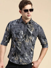 Men Grey Printed Casual Shirt-JORDANPRINT-4903-Grey