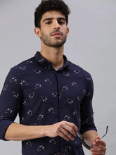 Men Navy Blue Printed Casual Shirt-STANDARDPRINT-1297-Navyblue