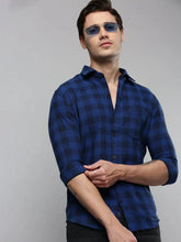 Men Blue Checked Casual Shirt-ABISHCHECKS-4058-Blue