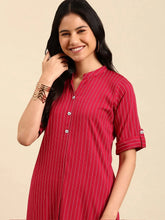 Women's Magenta Striped Kurta SetKC-7915-Magenta
