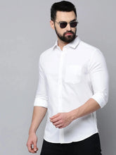 Men White Solid Casual Shirt-CROSSPLAIN-4557-White