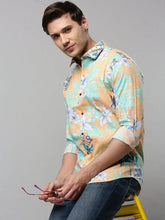 Men Orange Printed Casual Shirt-DIXIFPRINT-4808-Orange