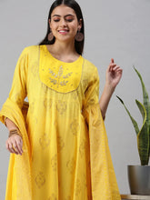 Women's Yellow Printed Kurta SetsG03-Yellow