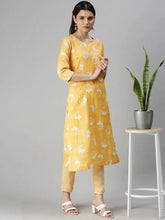 Women's Yellow Printed Kurta SetsKC3162-Yellow