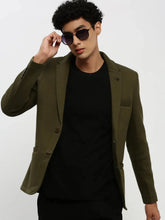 Men Green Solid Blazer-AR-57-Olive