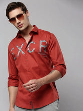 Men Rust Printed Casual Shirt-JINATWILL-4734-Rust