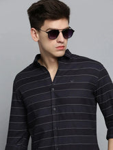 Men Black Solid Casual Shirt-DEERASTRIPES-2069-Black