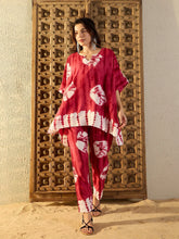 Anti Fit Kaftan with Pants in Maroon Tie & Dye-TP0540TD13
