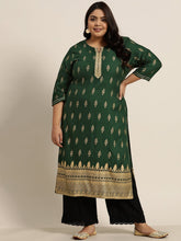 Juniper Women's Jadegreen LIVA Rayon Printed Straight Kurta