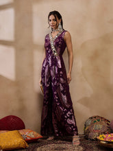 Overlap Neck Jumpsuit In Purple Color