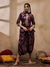 Peplum Low Crotch Jumpsuit In Purple Color