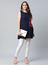 Navy Blue Rayon Printed Tunic-AHTURYWXGL-8050