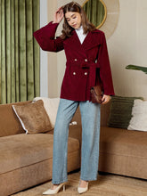 Double Breasted Blazer In Burgundy Corduroy