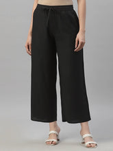 Women's Black Rayon Straight Solid Pant/Slim Pant-3255BLACK