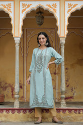 Women's Sage green Rayon Printed Straight Kurta
