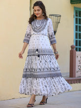 Womens Black Georgette Floral Embroderied Maxi Dress