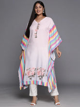 Pink & Yellow Printed Plus Size Kaftan Kurta-AP-AHKFCRDP-6060