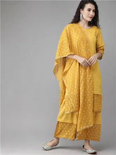 Mustard Yellow Printed Kurta Palazzo Set With Dupatta-AHKUDUPZ-Combo-250