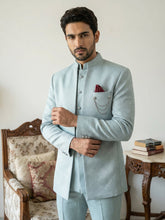 Cotton Blend Textured Indo-Western Set ( 50JIND 143Sky S )