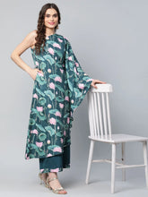 Green Floral Printed Kurta with Palazzo Set-AHKUPZ-COMBO-380-FF
