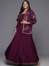 Burgundy & Gold Printed Plus Size Ethnic Co-ords-AP-AHBLSKJK-COMBO-572