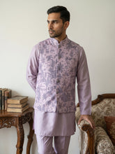 Printed Cotton Blend Nehru Jacket with Kurta & Pyjama Set ( 65KPWC 5586L 4163Purple )