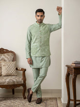 Men Printed Cotton Blend Nehru Jacket with Kurta Set ( 65KPWC 5586Pi 4158Pista )