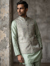Jacquard Silk Woven Nehru Jacket with Kurta Pyjama Set ( 65KPWC 5586Pi 4185Pista )