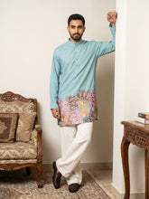 Cotton Floral Printed Kurta with Korean Pants Set ( 65KP PJ11W 5575Sky )
