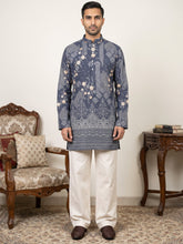 Traditional Cotton Blend Printed Kurta With Korean Pants ( 65KP PJ11W 5606Blue )