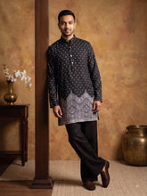 Printed Cotton Blend Kurta Korean Pants Set ( 65KP PJ11B 5622Black )