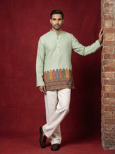 Cotton Blend Printed & Thread Work Kurta with Korean Pants ( 65KP PJ11W 5623Pista )