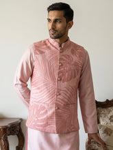 Cotton Blend Botanical Print Nehru Jacket ( 65WC 4158Peach )