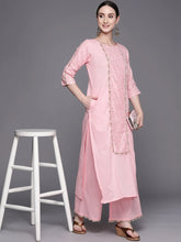 Baby Pink Pure Cotton Printed Kurta Palazzo Set-AHKUPZ-COMBO-480