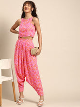 Crop top with Dhoti Pants in Pink