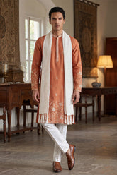 Peach Vartican Solid Embroidered Straight Kurta Sets MKPD1935