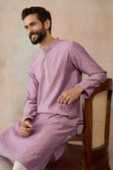 Lavender Jacquard Solid Embroidered Kurta MKU2466